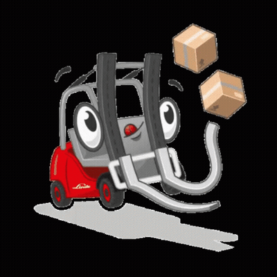 Cartoon Forklift Carrying Boxes GIF