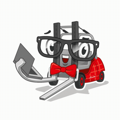 Cartoon Forklift Wearing Glasses And Red Bow Tie GIF