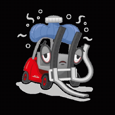 Cartoon Forklift With Blue Ice Pack On Head GIF