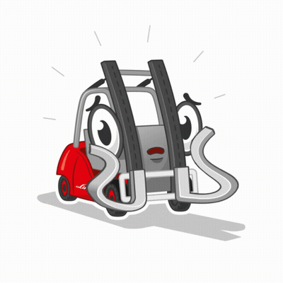 Cartoon Forklift With Face Saying Linde GIF