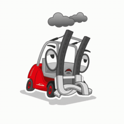 Cartoon Forklift With Linde On Front GIF