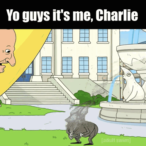 Cartoon Fountain With Yo Guys It's Me Charlie GIF