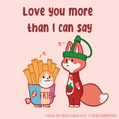Cartoon Fox And French Fries Love You More Than I Can Say GIF