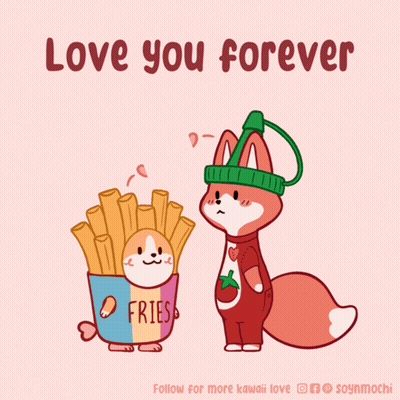 Cartoon Fox And Fries Saying Love You Forever GIF