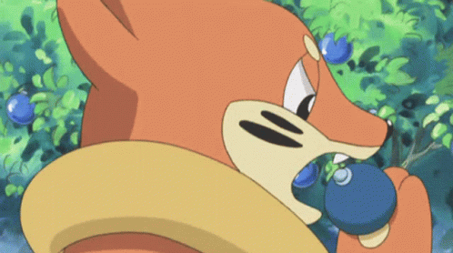 Cartoon Fox Eating Blueberry In Tree GIF