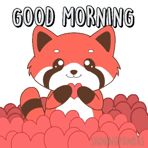 Cartoon Fox Holding Heart Good Morning Sticker