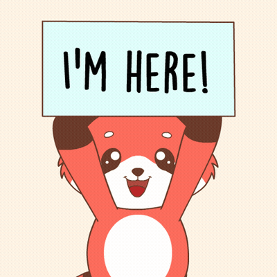 Cartoon Fox Holding I M Here Sign