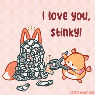 Cartoon Fox Holding Scissors Says I Love You Stinky GIF