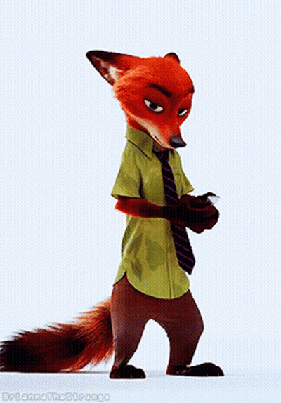 Cartoon Fox In Green Shirt And Tie GIF