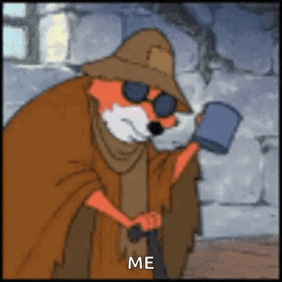 Cartoon Fox In Hat And Sunglasses Holding Mug GIF