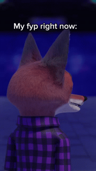 Cartoon Fox In Purple Plaid Shirt GIF