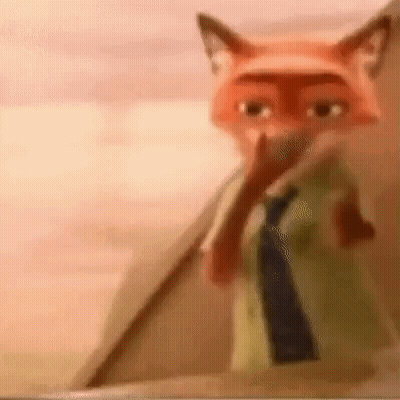 Cartoon Fox In Suit And Tie Holding Stick GIF