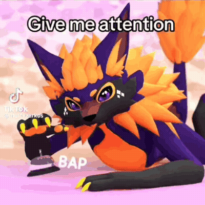 Cartoon Fox Laying Down Saying Give Me Attention