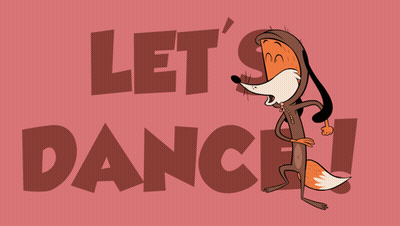 Cartoon Fox On Pink Background Let's Dance GIF