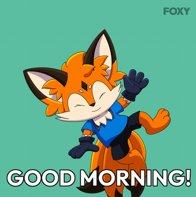 Cartoon Fox Saying Good Morning GIF
