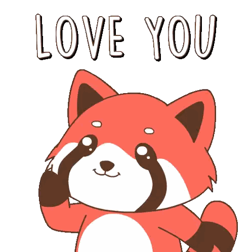 Cartoon Fox Saying Love You With Paw Up Sticker