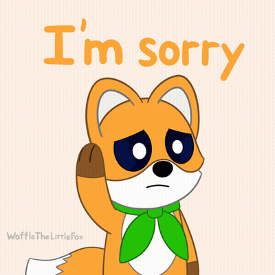 Cartoon Fox Saying Sorry With Green Scarf GIF