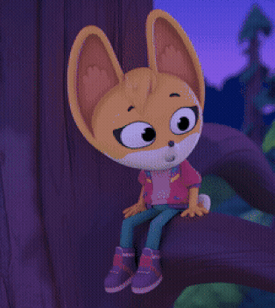 Cartoon Fox Sitting On Tree Branch GIF