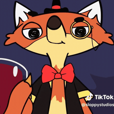 Cartoon Fox With Glasses And Red Bow Tie GIF