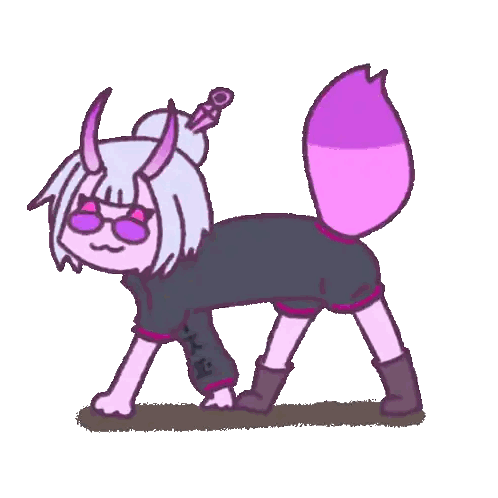 Cartoon Fox With Horns And Pink Tail Sticker