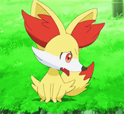 Cartoon Fox With Red Ears Sitting On Green Field GIF