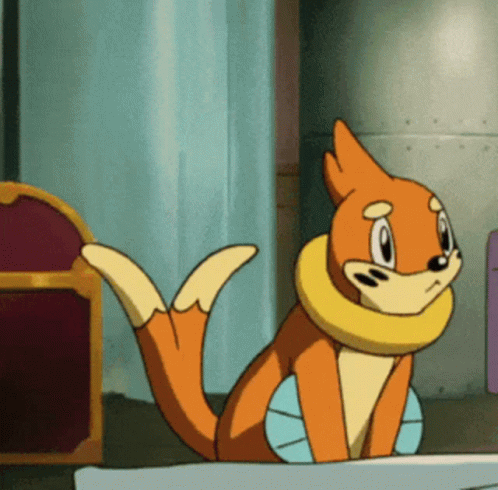 Cartoon Fox With Yellow Collar Sitting Down GIF