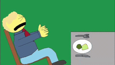 Cartoon Frog Breaking Eggs On Blue Surface GIF