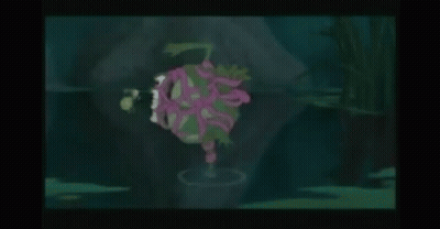Cartoon Frog Eating Purple Flower Plant GIF