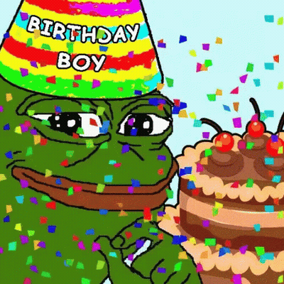 Cartoon Frog Holding Birthday Cake GIF