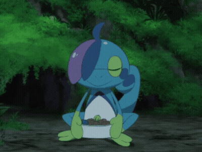Cartoon Frog Holding Food GIF