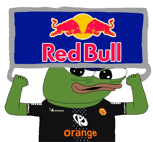 Cartoon Frog Holding Red Bull Sign Sticker