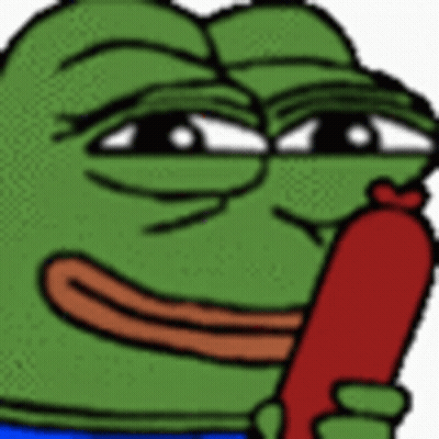 Cartoon Frog Holding Red Sausage GIF