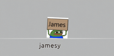 Cartoon Frog Holding Sign Saying Jamesy GIF