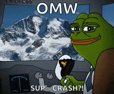 Cartoon Frog Holding Steering Wheel Mountain Range GIF
