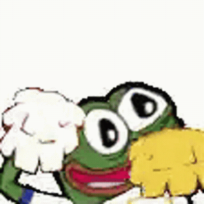 Cartoon Frog In Chef Hat Holding Flower GIF