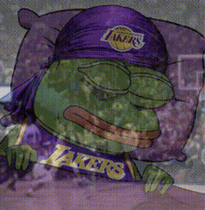 Cartoon Frog In Lakers Hat Laying In Bed GIF