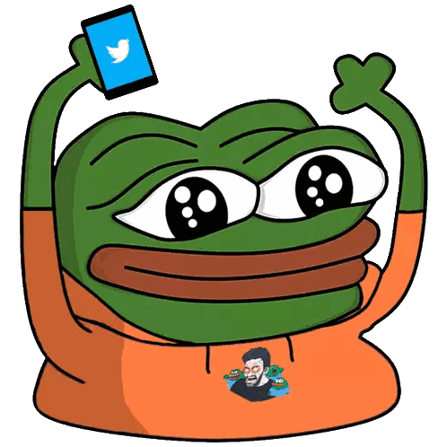 Cartoon Frog In Orange Hoodie With Twitter Phone Sticker
