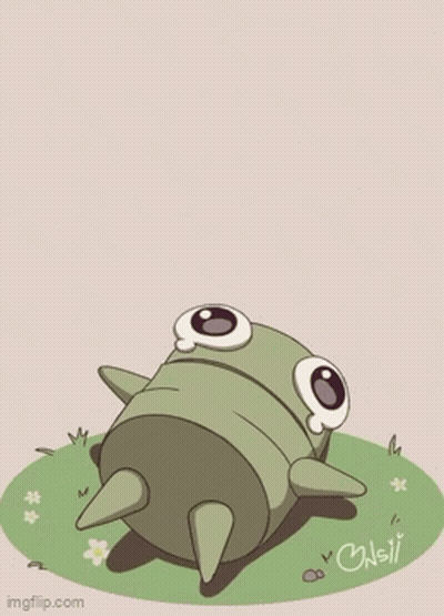 Cartoon Frog Lying In Grass I Love GIF