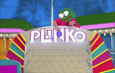 Cartoon Frog Playing Plinko GIF