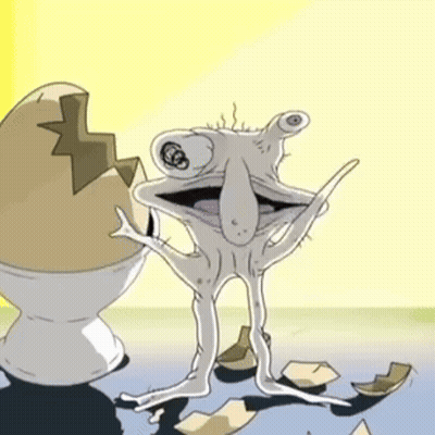 Cartoon Frog Standing Next To Cracked Egg GIF