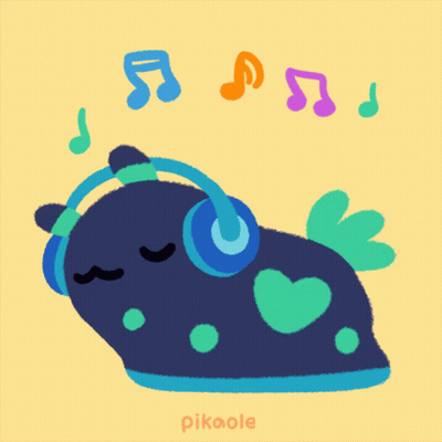 Cartoon Frog Wearing Headphones With Music Notes GIF