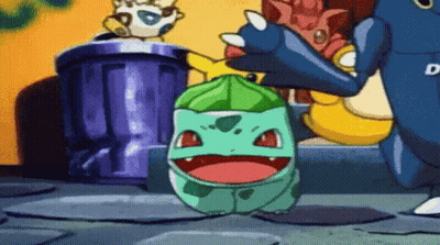 Cartoon Frog With Green Leaf Beside Trash Can GIF