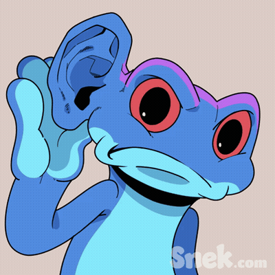 Cartoon Frog With Large Ear And Snek.com GIF