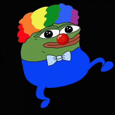 Cartoon Frog With Red Nose And Rainbow Hair GIF