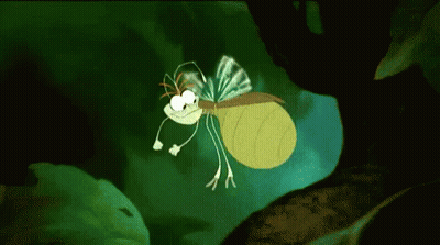 Cartoon Frog With Wings Flying Through Dark Forest GIF