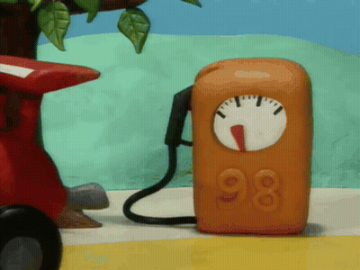Cartoon Gas Pump With Number 98 GIF