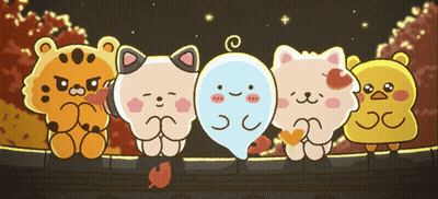 Cartoon Ghost And Cat Group GIF