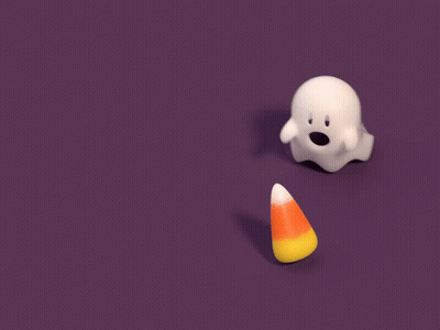 Cartoon Ghost Holding Candy Corn GIF