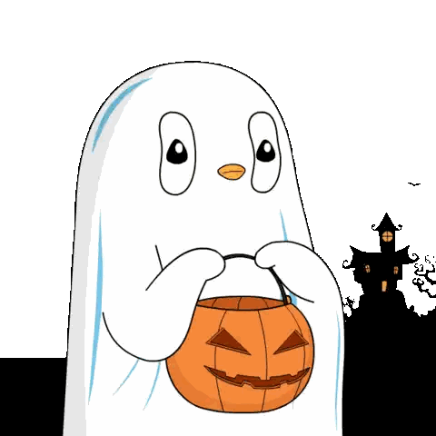 Cartoon Ghost Holding Pumpkin Sticker