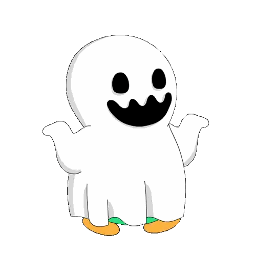 Cartoon Ghost Wearing Orange Pumpkins Sticker